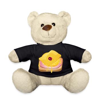 Ananas,Käse,Schinken und Toastbrot -Toast Hawaii - Teddy - Schwarz - Vorne