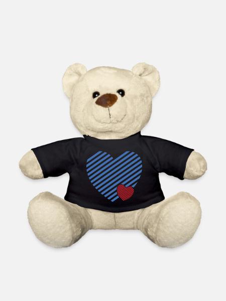 Double Heart - Design textile gift idea - Teddy Bear - black