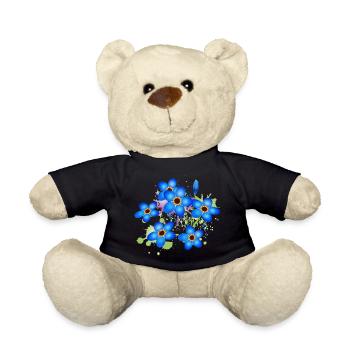 bright blue forget-me-not graffiti - Teddy Bear - black - Front