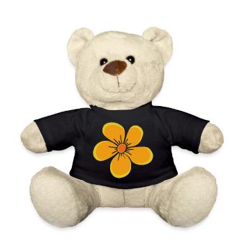 Flower yellow, flower, floral, floral motif, floral - Teddy Bear - black - Front