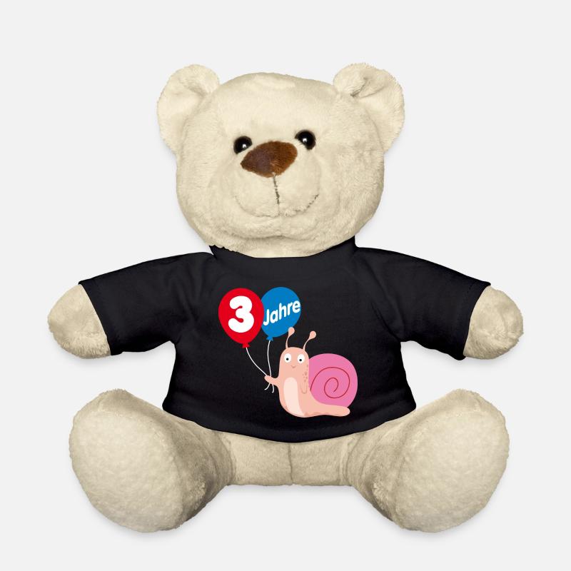 Ich werde 3 Jahre lustige Schnecke mit Ballons - Teddy - Schwarz