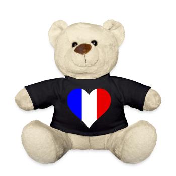 Herz Frankreich Landesfarben - Teddy - Schwarz - Vorne