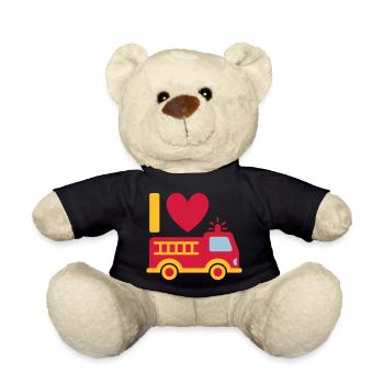 J’adore les pompiers (camion de pompiers avec échelle) - Nounours - noir - Devant