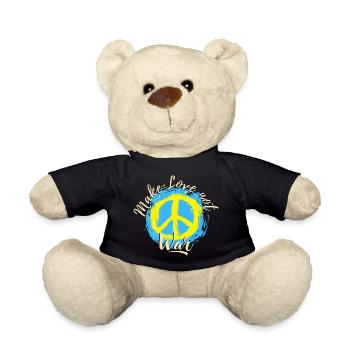 Peace Liebe Frieden make love not war Ukraine - Teddy Bear - black - Front