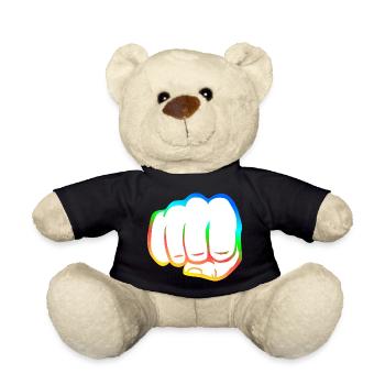 Geballte Faust bunt fist bump cool Logo Symbol - Teddy - Schwarz - Vorne