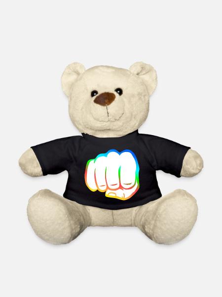 Clenched fist colorful fist bump cool logo symbol - Teddy Bear - black