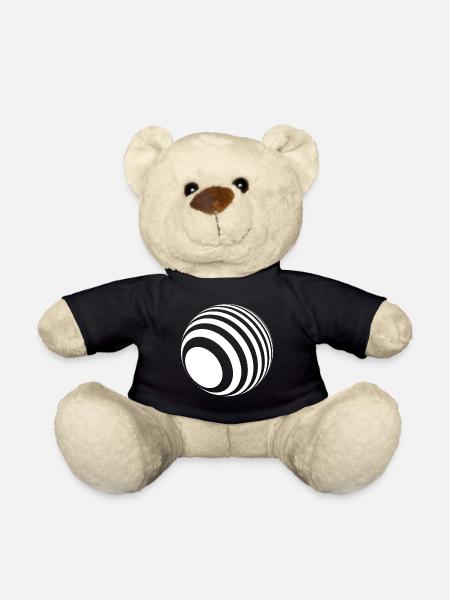 3D-Ball mit weißen Streifen - Teddy - Schwarz