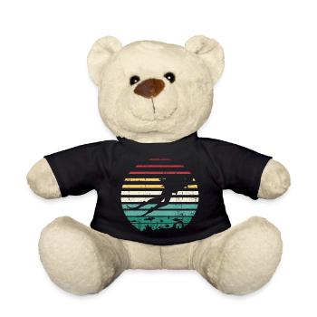 Retro Sunset Surf Silhouette Tee - Teddy Bear - black - Front