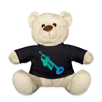 Trompete Trompeten Spieler Trumpet Player - Teddy - Schwarz - Vorne