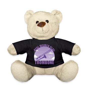 Trombone Instrument Musician Girl Gift - Teddy Bear - black - Front
