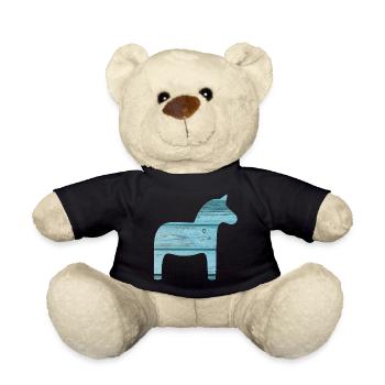 Dala Horse Wooden Scandinavian Christmas Xmas - Teddy Bear - black - Front