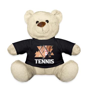 Tennis Tennis Player Player Vintage Retro Triangle - Teddy Bear - black - Front