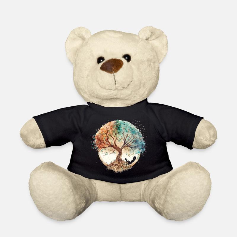 Aquarelle Arbre de Vie Cercle - Nounours - noir