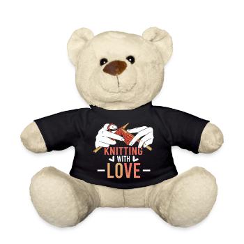 Knitting With Love – Stricken mit Herz - Teddy Bear - black - Front
