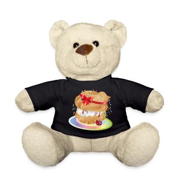 A filled cream puff with a gift bow - Teddy Bear - black - Front