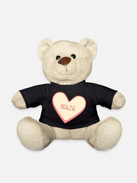 Maja Surname First Name Pink Sugar Heart - Teddy Bear - black