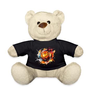 Basketball Ball Splash Fire Multi Colored Colors Art - Teddy Bear - black - Front