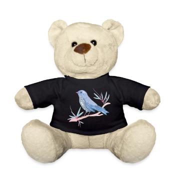 bläulicher Vogel mit Misteln im Winter Stimmung - Teddy - Schwarz - Vorne