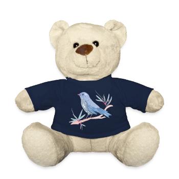 bläulicher Vogel mit Misteln im Winter Stimmung - Teddy - French Navy - Vorne
