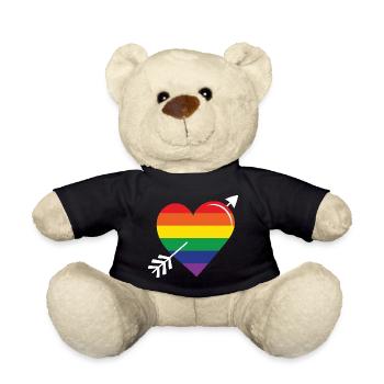 Flèche arc-en-ciel coeur fierté - Nounours - noir - Devant