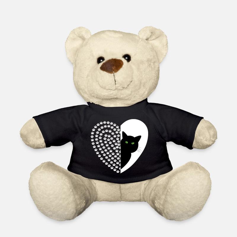 Black cat with floral pattern - Teddy Bear - black
