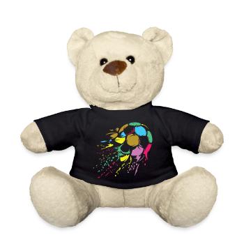 Fußball bunte Farben retro Ball Explosion Symbol - Teddy - Schwarz - Vorne