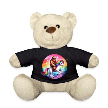 Orangutan on Rainbow Unicorn - Teddy Bear - black - Front