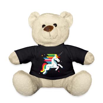 Magisches Einhorn – Farbenfrohes Design - Teddy - Schwarz - Vorne