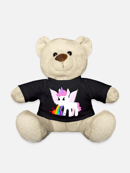 Einhorn Regenbogenspucke - Teddy - Schwarz