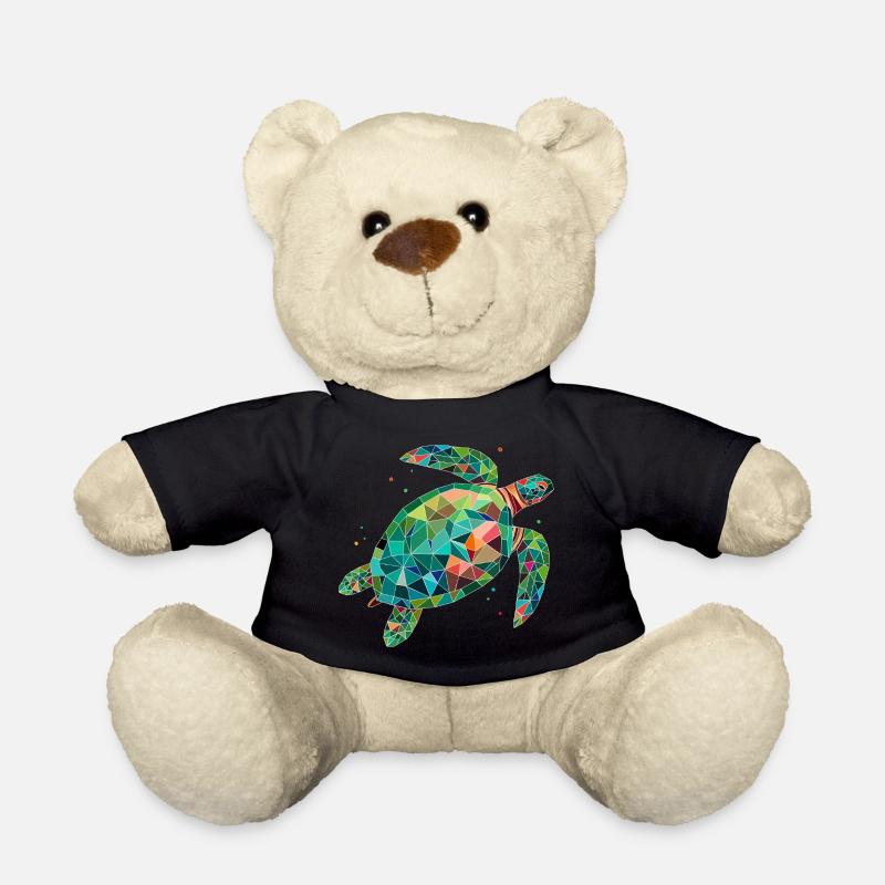 bunte Wasserschildkröte –Farbenfrohes Meeresdesign - Teddy - Schwarz