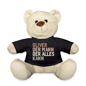 Oliver The man who can do everything First name Oliver - Teddy Bear - black - Front