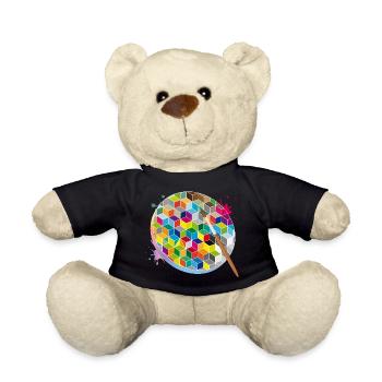Creative Artist Palette with Geometric Colors - Teddy Bear - black - Front