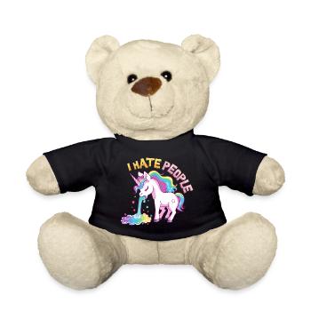 I Hate People Einhorn Kotzt Regenbogen Lustig - Teddy - Schwarz - Vorne