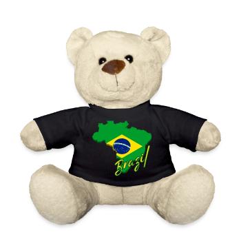 Map of Brazil, flag of Brazil - Teddy Bear - black - Front