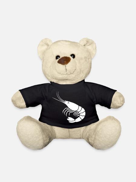 élégante illustration de crevettes en noir et blanc - Nounours - noir