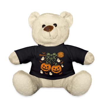 Halloween pumpkins with ghosts and brooms - Teddy Bear - black - Front