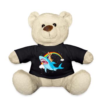 Chihuahua auf Hai mit Regenbogen - Teddy - Schwarz - Vorne