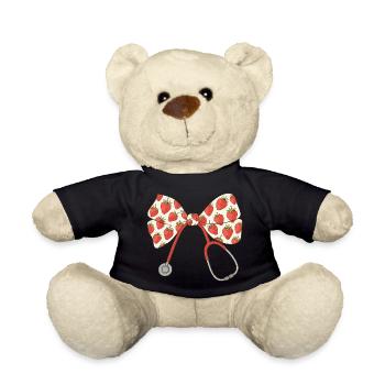 Krankenschwester, Stethoskop, Schleife - Teddy - Schwarz - Vorne