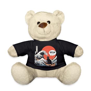 Bruh Cat Japanese Wave Aesthetic - Teddy Bear - black - Front