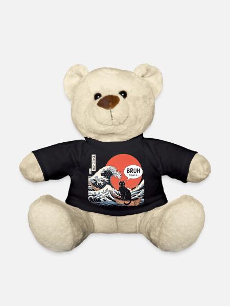Bruh Cat Japanische Wellenästhetik - Teddy - Schwarz