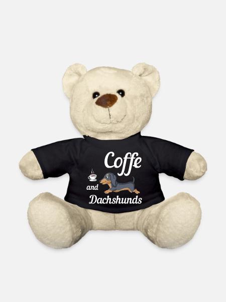 Kaffee Und Dackel T-Shirt - Teddy - Schwarz