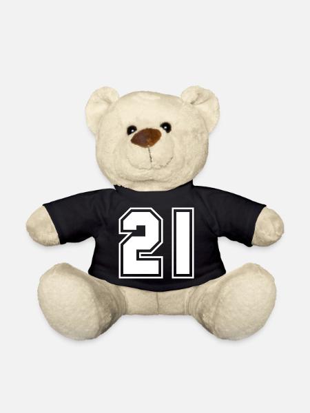 21 Glückszahl, Geburtstag, Spielernummer - Teddy - Schwarz