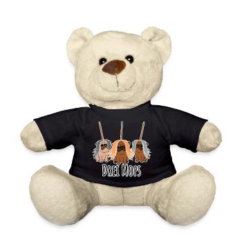 Two pugs - dogs or grooming equipment? Dog humor? - Teddy Bear - black - Front