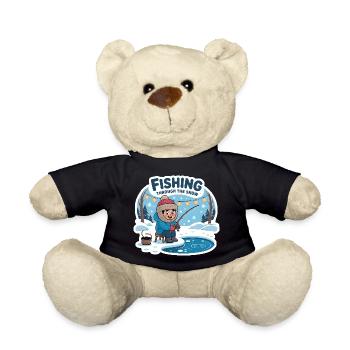 Fishing Through The Snow Eisfischen Winter Angeln - Teddy Bear - black - Front
