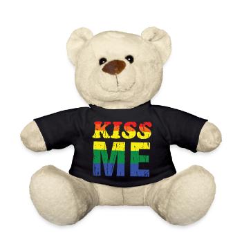 Kiss Me Rainbow Retro Font - Teddy Bear - black - Front