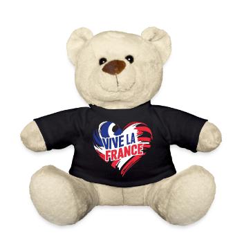 Coeur tricolore Vive La France - Nounours - noir - Devant
