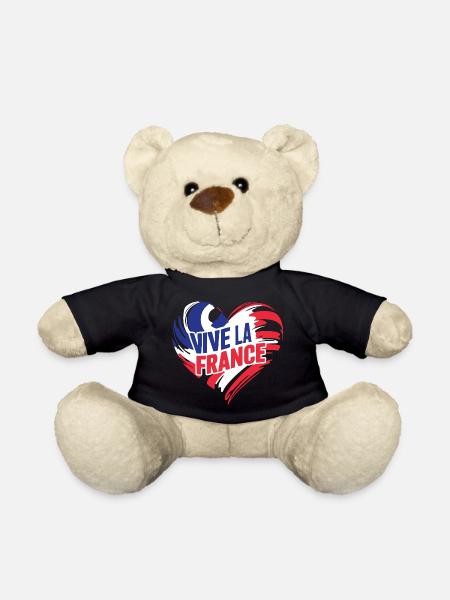 Coeur tricolore Vive La France - Nounours - noir