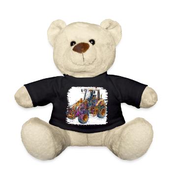 Neon Lines Construction Excavators - Teddy Bear - black - Front