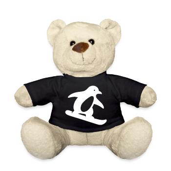 Minimalistischer Pinguin Snowboard Winterurlaub - Teddy - Schwarz - Vorne