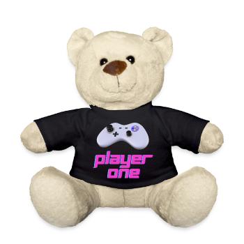 Neon Retro Controller Spieler Eins - Teddy - Schwarz - Vorne